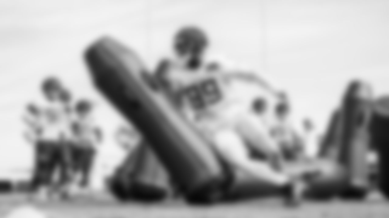 Outside linebacker Ali Gaye #99 of the Tennessee Titans during training camp practice at the Ascension Saint Thomas Sports Park on August 20, 2025 in Nashville, TN. Photo By Donald Page/Tennessee Titans