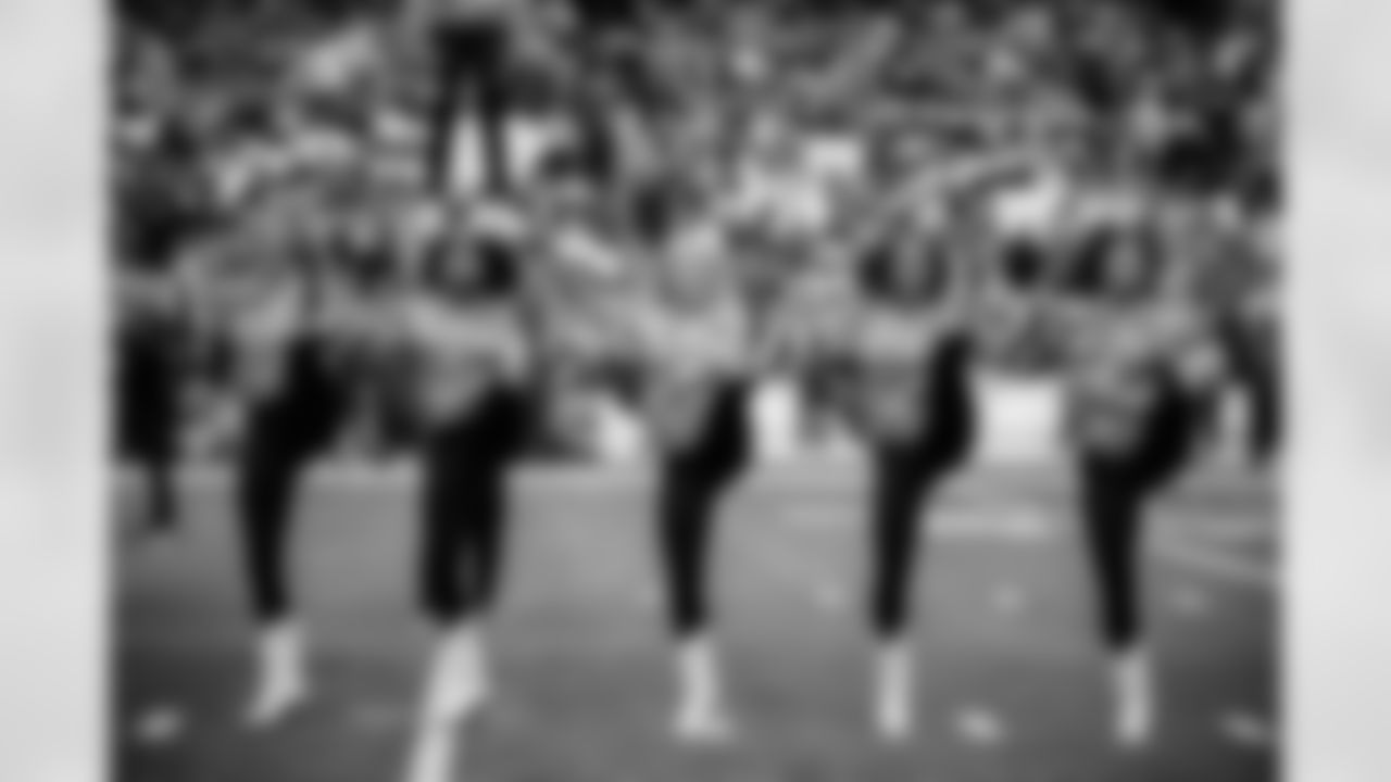Tennessee Titans Cheerleaders and Blue Crew Drumline performing on the field before the game between the Tennessee Titans and the Los Angeles Chargers at Nissan Stadium on November 02, 2025 in Nashville, TN. Photo By Kaitlyn Hungerford/Tennessee Titans