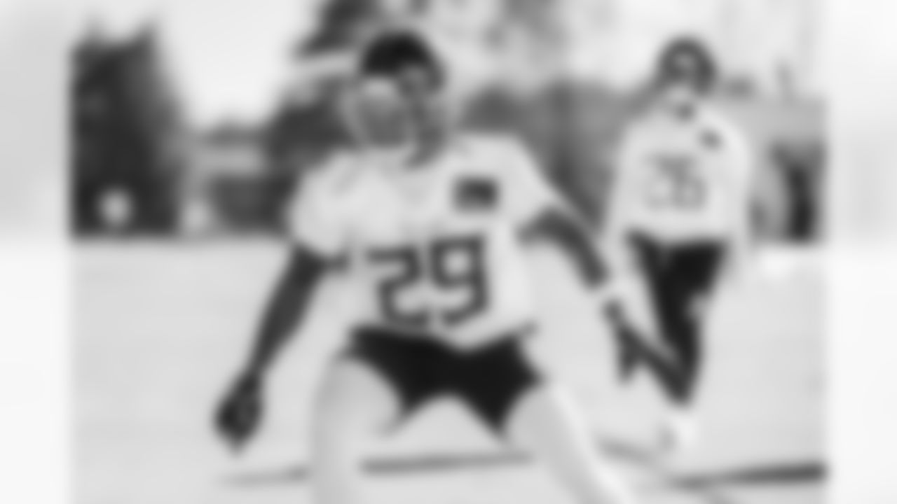 Cornerback Keydrain Calligan #29 of the Tennessee Titans during practice at the Ascension Saint Thomas Sports Park on November 26, 2025 in Nashville, TN. Photo By Donald Page/Tennessee Titans