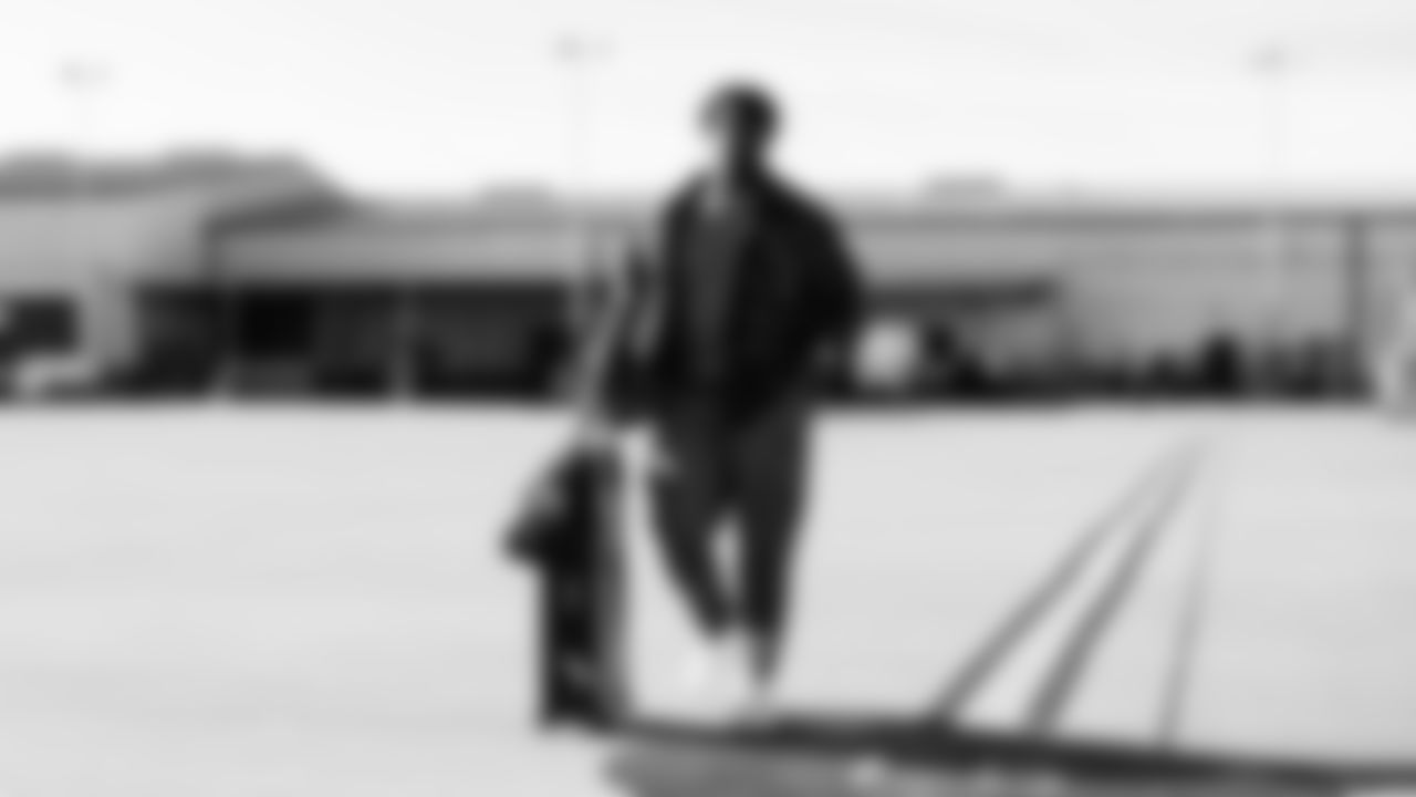 Defensive end Sebastian Joseph-Day #69 of the Tennessee Titans during the travel day at the Nashville International Airport on December 13, 2025 in Nashville, TN. Photo by Donald Page/Tennessee Titans