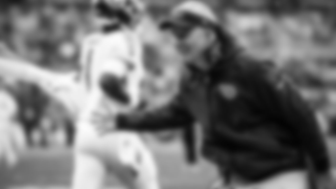 Interim Head Coach Mike McCoy of the Tennessee Titans during the game between the Tennessee Titans and the Cleveland Browns at Huntington Bank Field on December 07, 2025 in Cleveland, OH. Photo By Donald Page/Tennessee Titans
