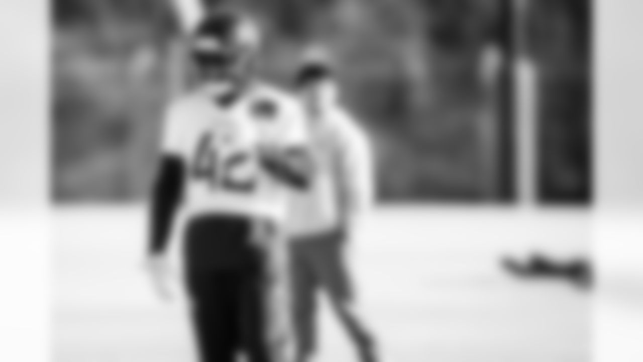 Safety Sanoussi Kane #42 of the Tennessee Titans during practice at the Ascension Saint Thomas Sports Park on December 17, 2025 in Nashville, TN. Photo By Donald Page/Tennessee Titans