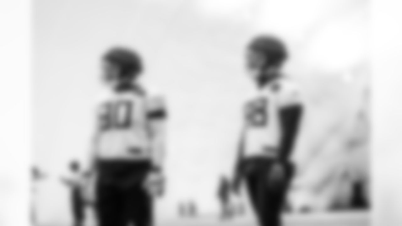 Defensive tackle Shy Tuttle #90 of the Tennessee Titans and Defensive tackle Jeffery Simmons #98 of the Tennessee Titans during practice in the bubble at the Ascension Saint Thomas Sports Park on December 18, 2025 in Nashville, TN. Photo By Donald Page/Tennessee Titans