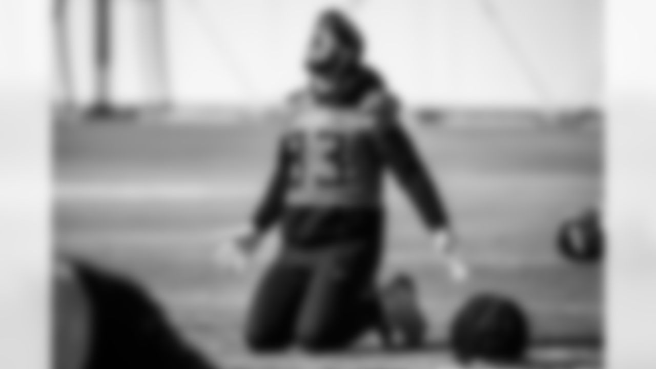 Tight end Joel Wilson #83 of the Tennessee Titans during practice at the Ascension Saint Thomas Sports Park on November 28, 2025 in Nashville, TN. Photo By Beau Brune/Tennessee Titans