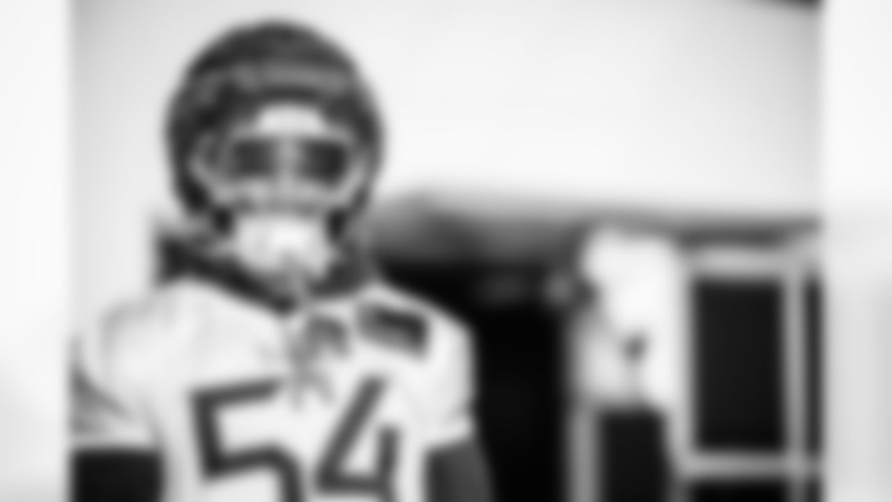 Linebacker Dorian Mausi #54 of the Tennessee Titans during practice at the Ascension Saint Thomas Sports Park on December 12, 2025 in Nashville, TN. Photo By Donald Page/Tennessee Titans