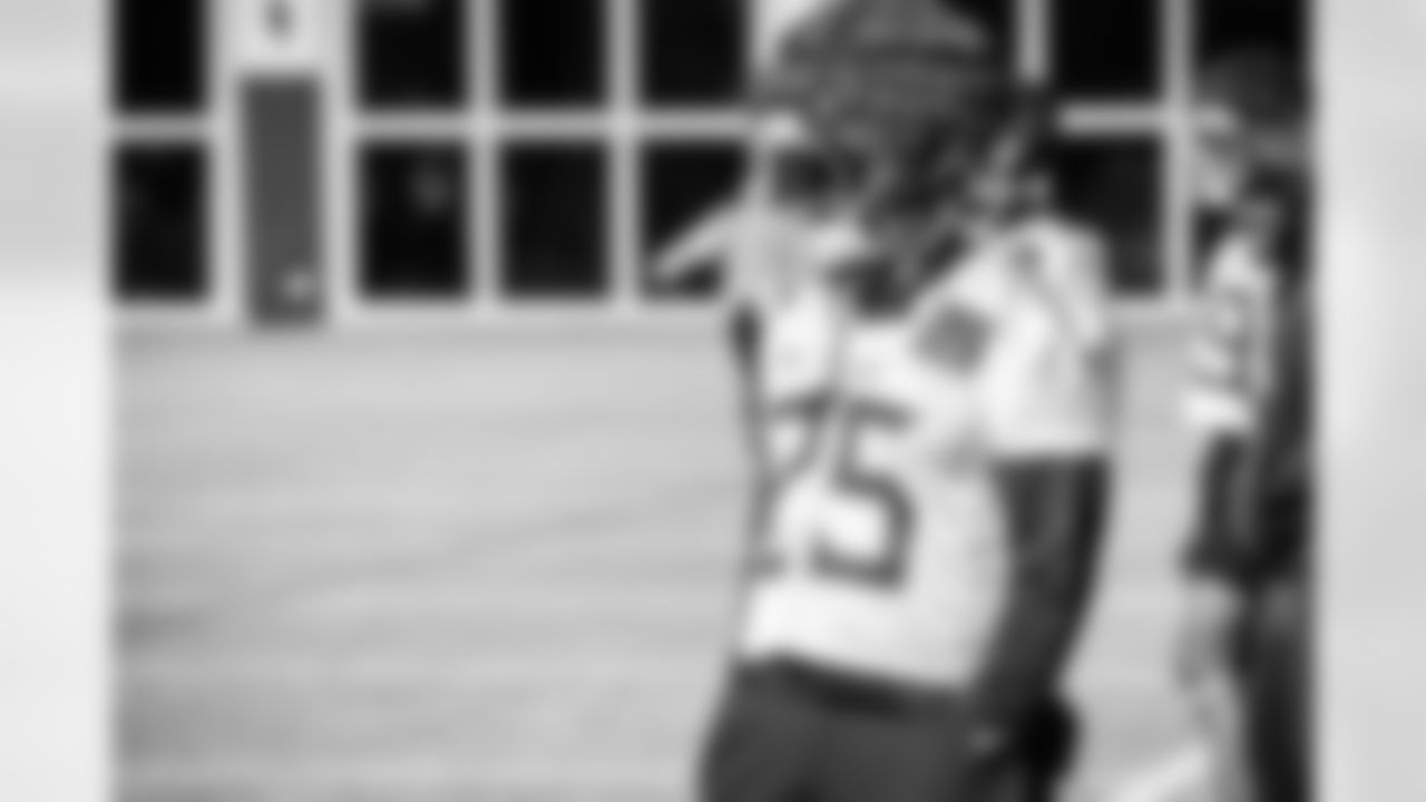 Safety Xavier Woods #25 of the Tennessee Titans during practice at the Ascension Saint Thomas Sports Park on November 27, 2025 in Nashville, TN. Photo By Donald Page/Tennessee Titans