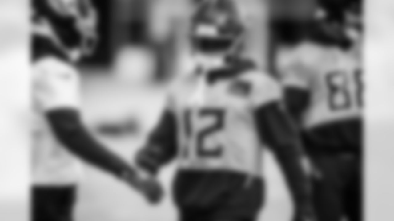 Wide receiver Mason Kinsey #12 of the Tennessee Titans during practice at the Ascension Saint Thomas Sports Park on December 31, 2025 in Nashville, TN. Photo By Donald Page/Tennessee Titans