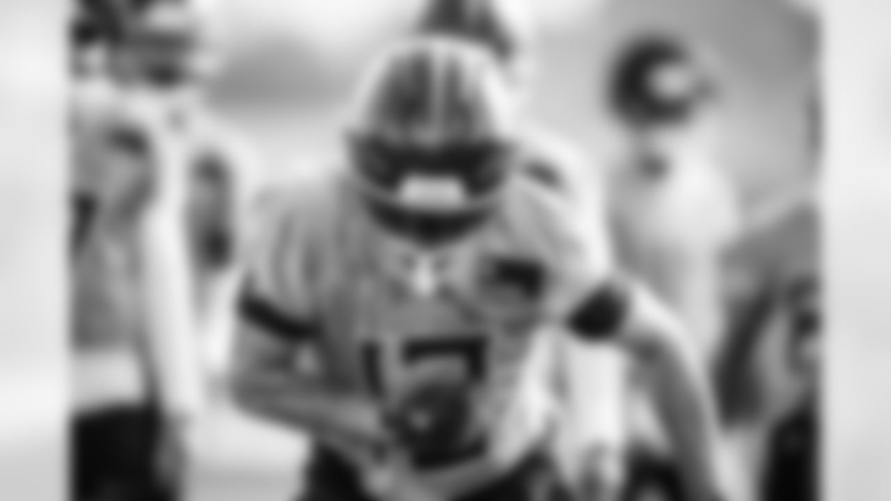 Wide receiver Mason Kinsey #12 of the Tennessee Titans during practice at the Ascension Saint Thomas Sports Park on November 19, 2025 in Nashville, TN. Photo By Donald Page/Tennessee Titans