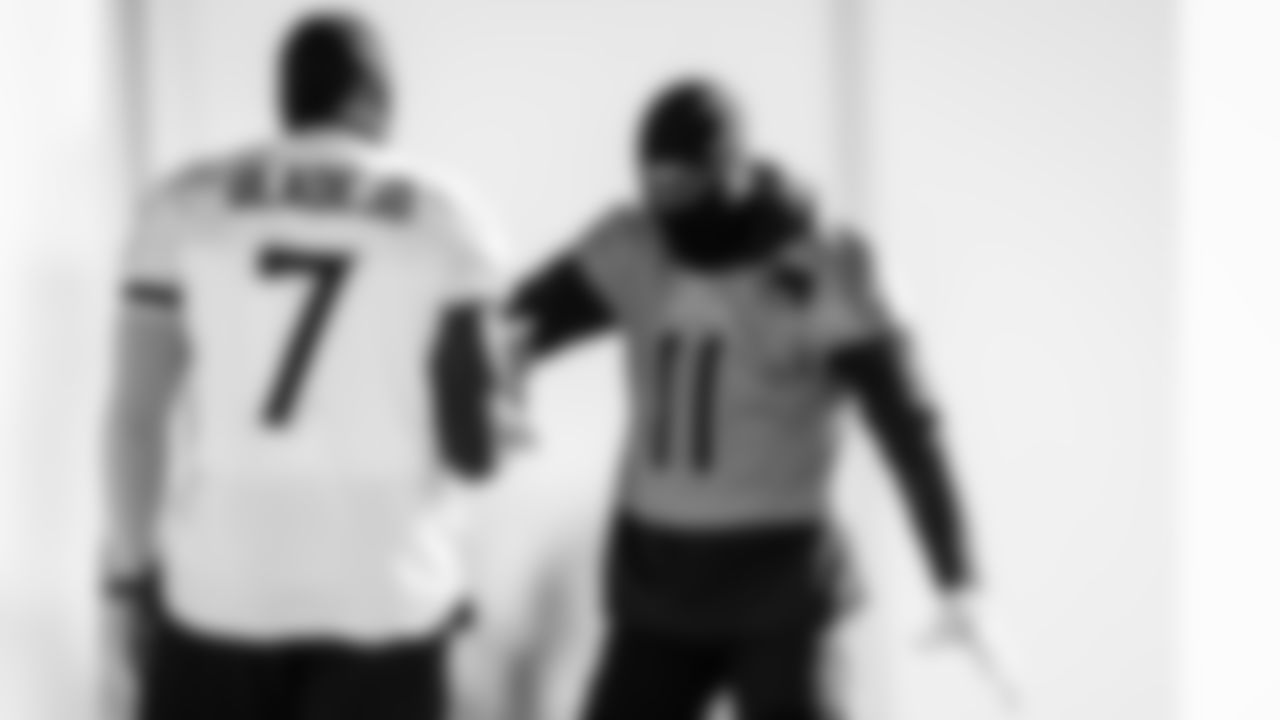 Wide receiver Van Jefferson #11 of the Tennessee Titans and Outside linebacker Oluwafemi Oladejo #7 of the Tennessee Titans during practice at the Ascension Saint Thomas Sports Park on December 19, 2025 in Nashville, TN. Photo By Jessie Rogers/Tennessee Titans