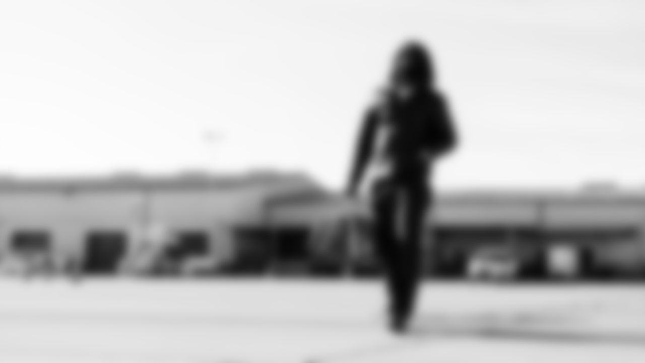 Tight end Chig Okonkwo #85 of the Tennessee Titans during the travel day at the Nashville International Airport on December 13, 2025 in Nashville, TN. Photo by Donald Page/Tennessee Titans