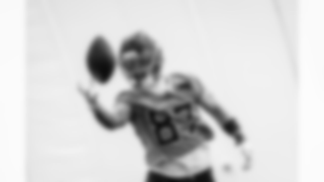 Wide receiver Xavier Restrepo #87 of the Tennessee Titans during practice in the bubble at the Ascension Saint Thomas Sports Park on December 18, 2025 in Nashville, TN. Photo By Donald Page/Tennessee Titans