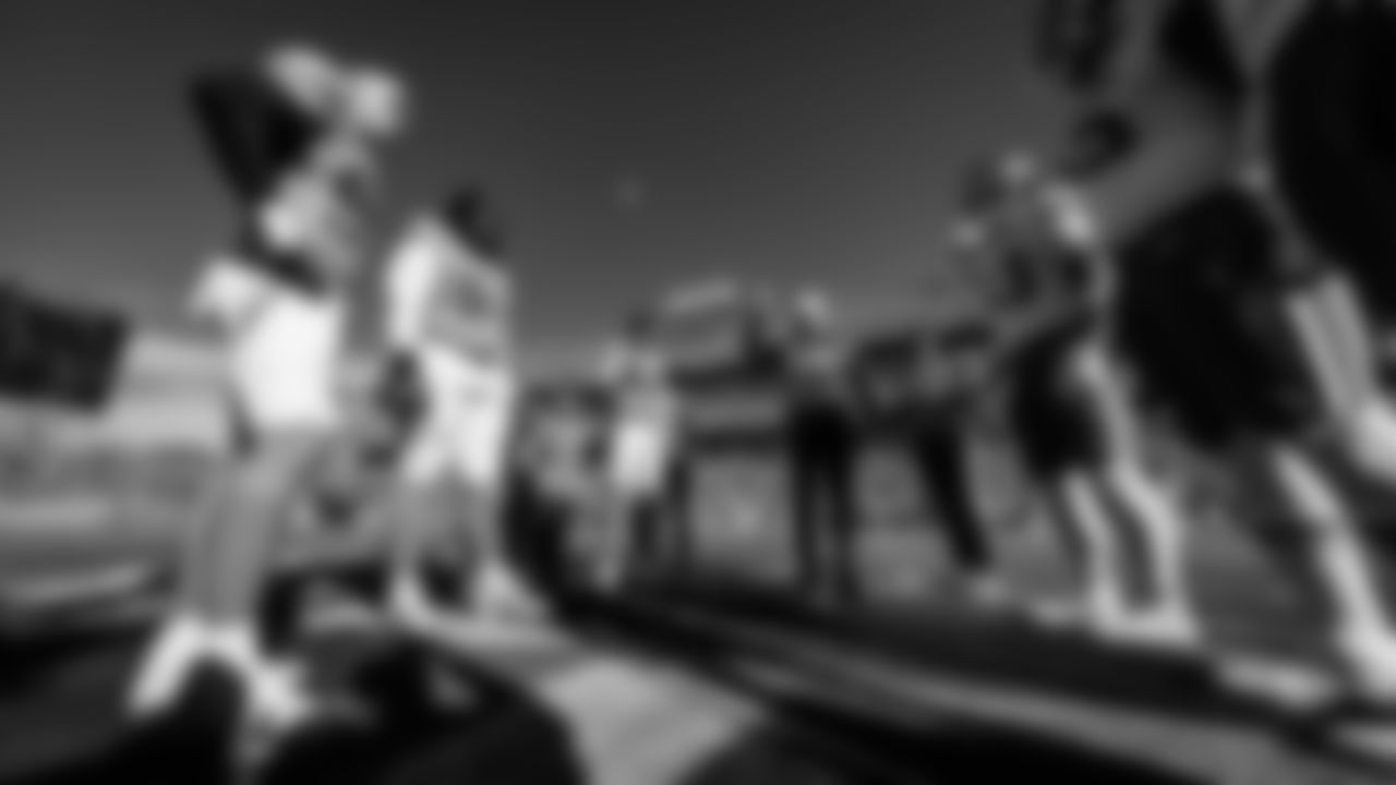 Linebacker Cody Barton #50 of the Tennessee Titans, Defensive tackle T'Vondre Sweat #93 of the Tennessee Titans, Longsnapper Morgan Cox #46 of the Tennessee Titans during the game between the Tennessee Titans and the San Francisco 49ers at Levi's Stadium on December 21, 2025 in San Francisco, CA. Photo By Donald Page/Tennessee Titans