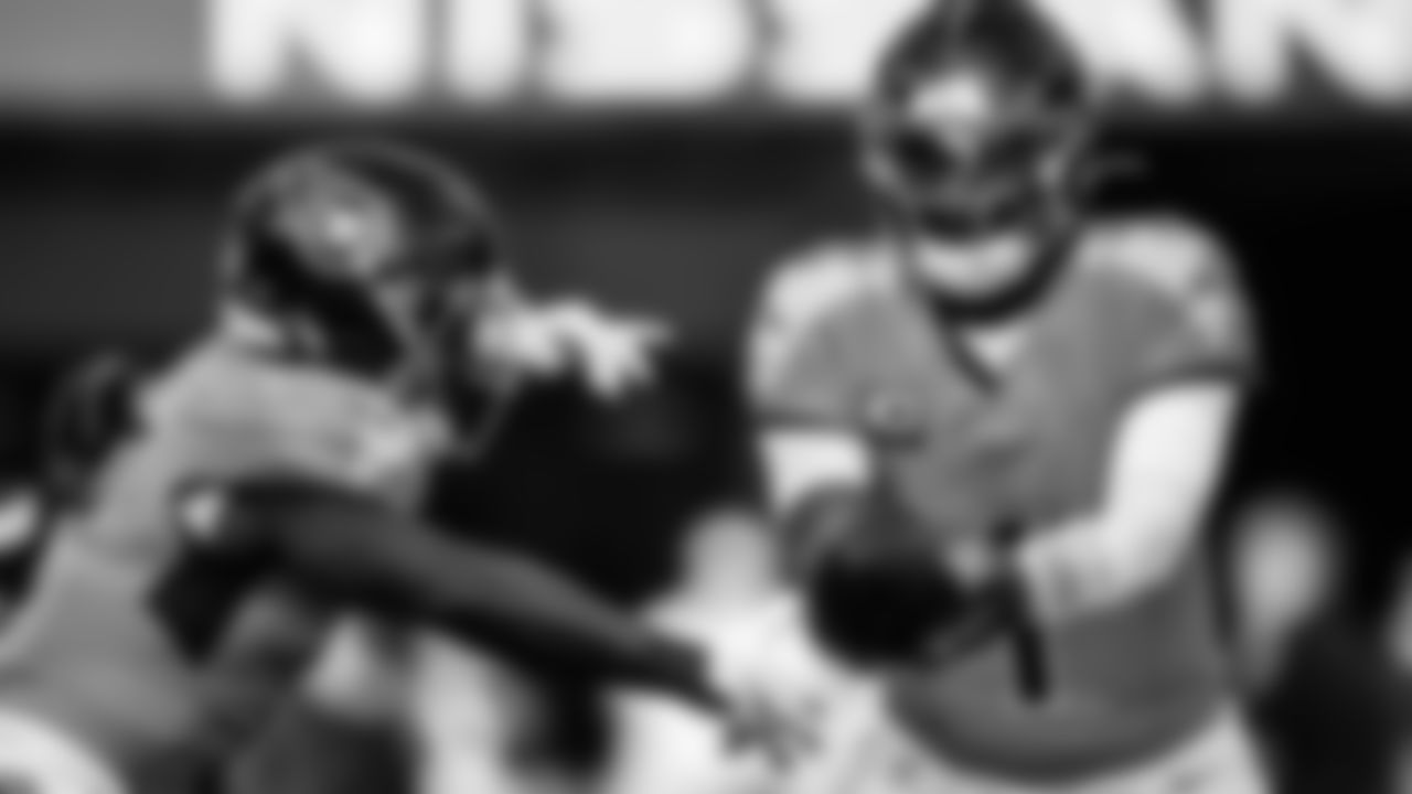 Running back Tyjae Spears #2 of the Tennessee Titans and Quarterback Cam Ward #1 of the Tennessee Titans during the game between the Tennessee Titans and the New Orleans Saints at Nissan Stadium on December 28, 2025 in Nashville, TN. Photo By Donald Page/Tennessee Titans