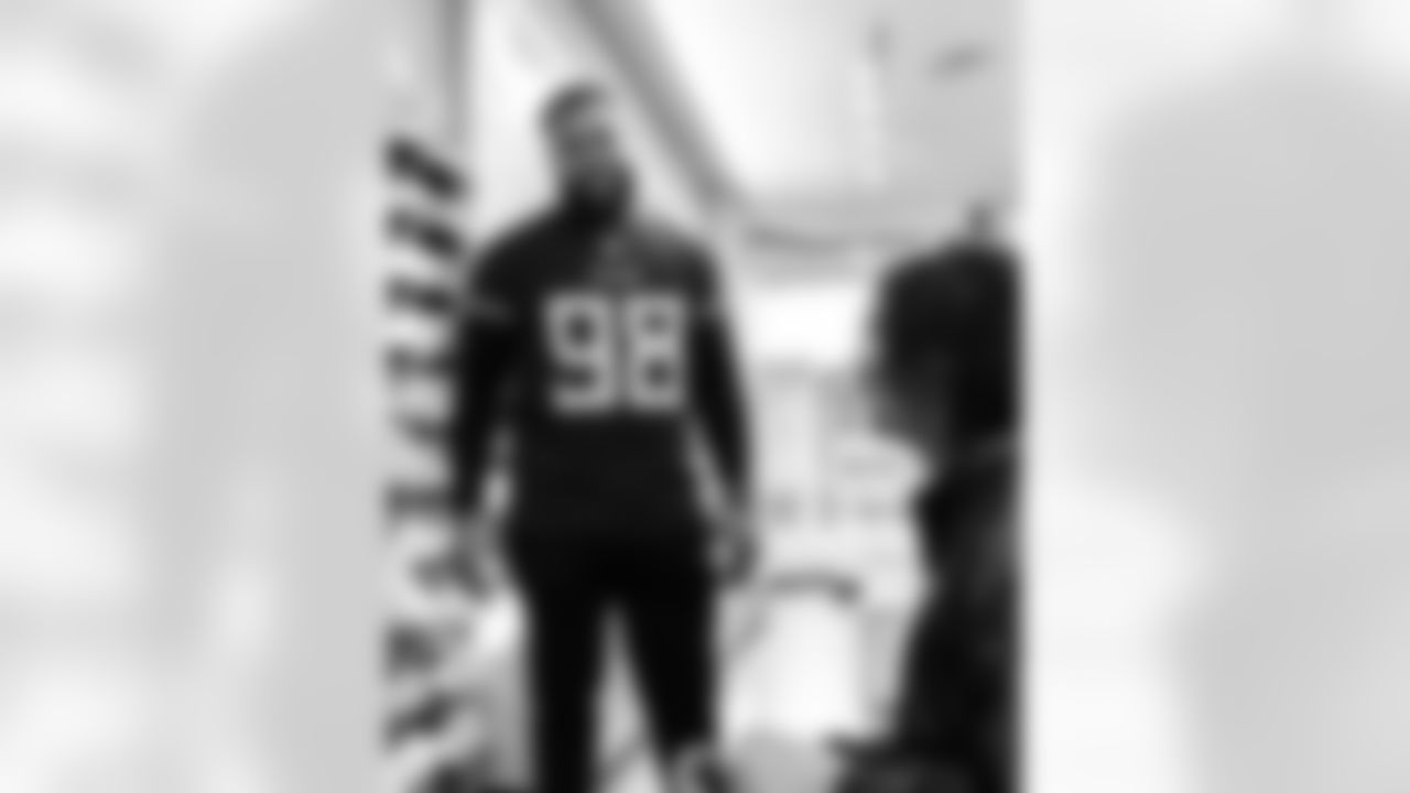 Defensive lineman Jeffery Simmons #98 of the Tennessee Titans partners with Big Brothers Big Sisters of Middle Tennessee to take 9th and 10th graders shopping at JD Sports on December 10, 2024 in Nashville, TN. Photo By Donald Page/Tennessee Titans