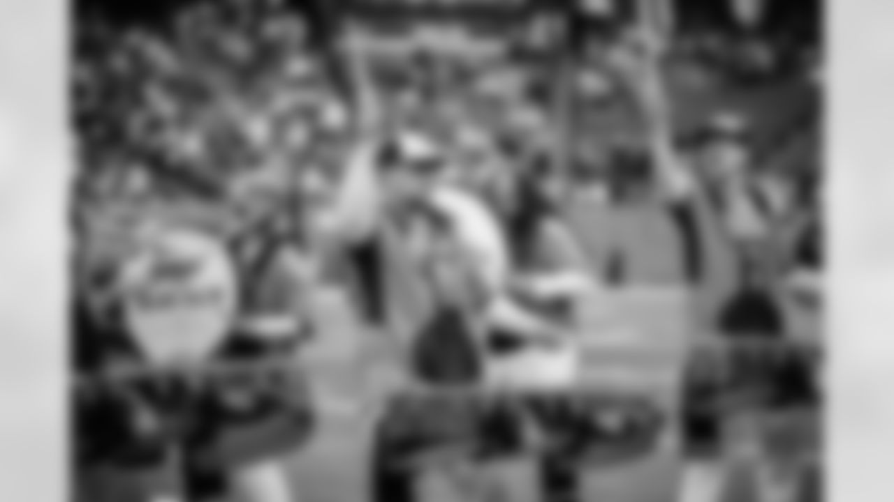 Tennessee Titans Cheerleaders and Blue Crew Drumline performing on the field before the game between the Tennessee Titans and the Los Angeles Chargers at Nissan Stadium on November 02, 2025 in Nashville, TN. Photo By Kaitlyn Hungerford/Tennessee Titans