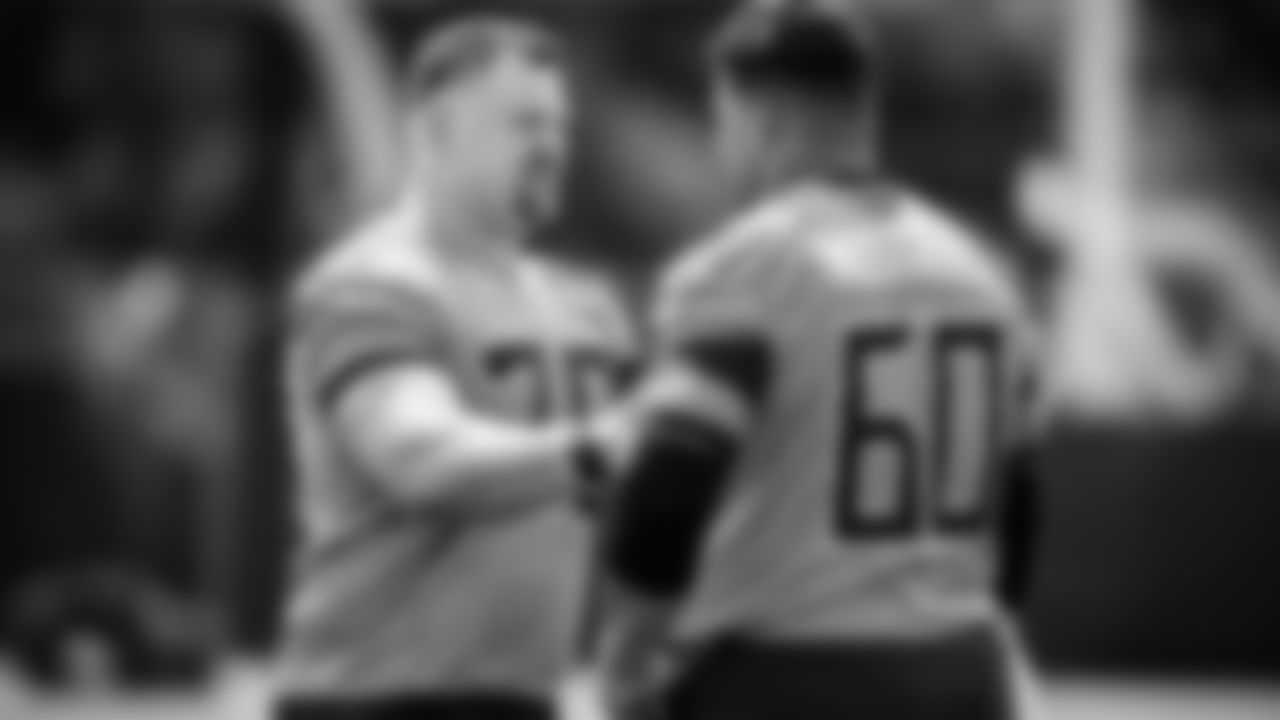 Guard Kevin Zeitler #70 of the Tennessee Titans and Offensive lineman Sam Mustipher #60 of the Tennessee Titans during minicamp at the Ascension Saint Thomas Sports Park on June 10, 2025 in Nashville, TN. Photo By Donald Page/Tennessee Titans