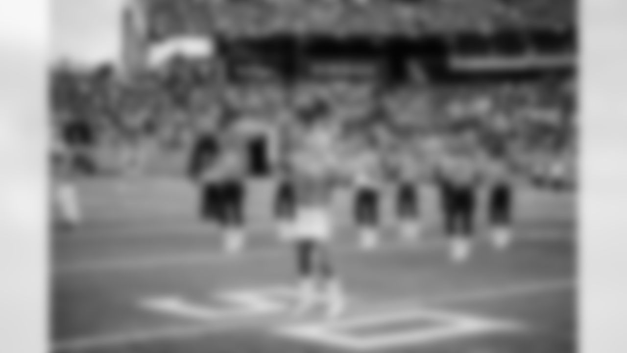 Tennessee Titans Cheerleaders and Blue Crew Drumline performing on the field before the game between the Tennessee Titans and the Los Angeles Chargers at Nissan Stadium on November 02, 2025 in Nashville, TN. Photo By Kaitlyn Hungerford/Tennessee Titans