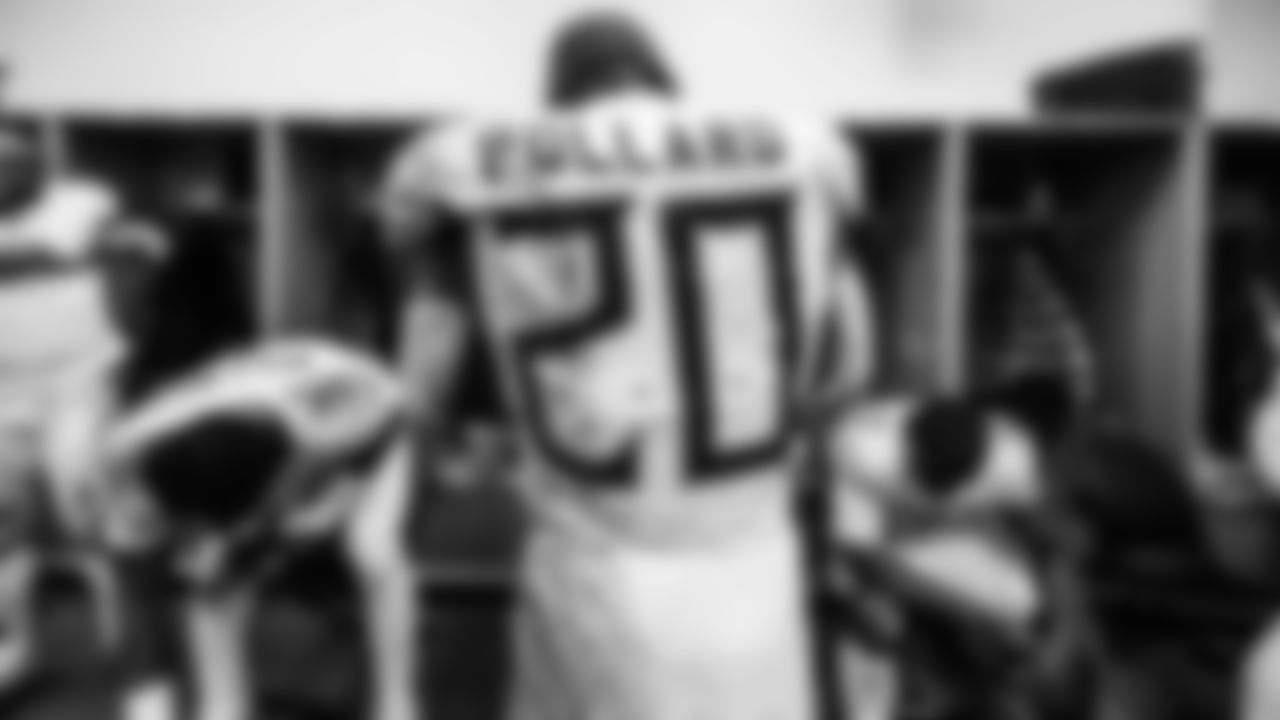 Running back Tony Pollard #20 of the Tennessee Titans after the game between the Tennessee Titans and the Cleveland Browns at Huntington Bank Field on December 07, 2025 in Cleveland, OH. Photo By Donald Page/Tennessee Titans