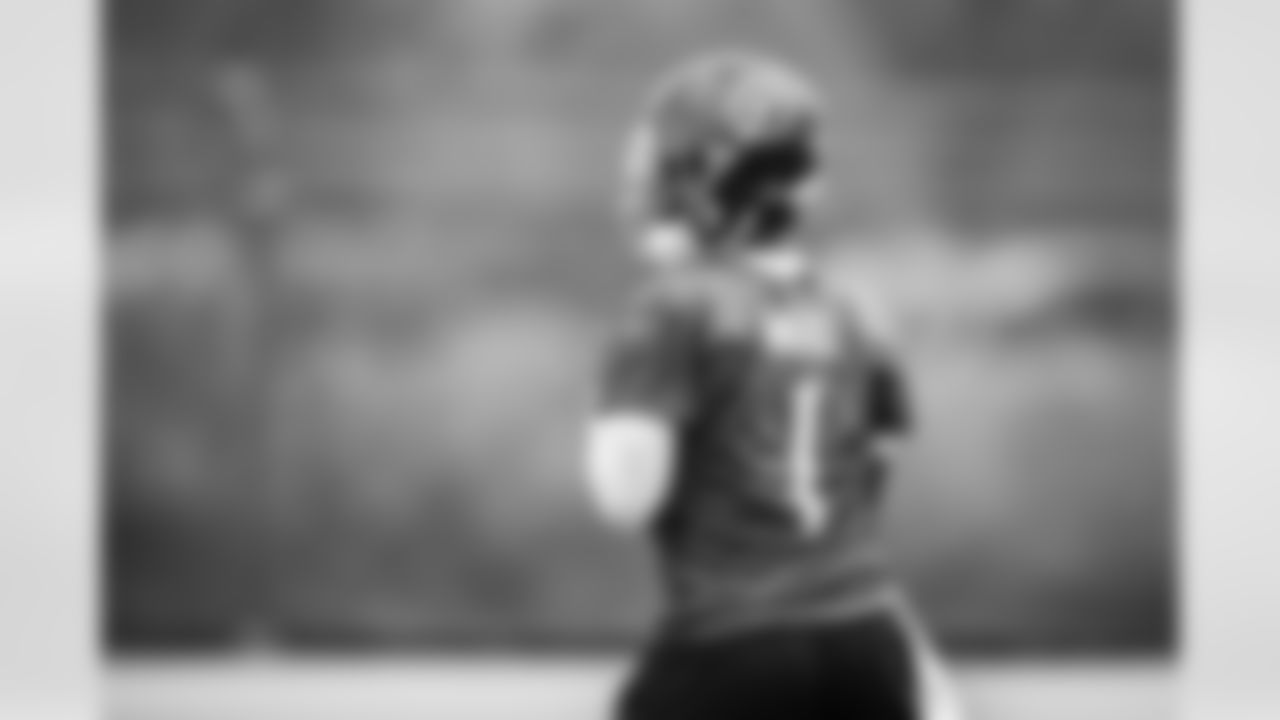 Quarterback Cam Ward #1 of the Tennessee Titans during practice at the Ascension Saint Thomas Sports Park on December 4, 2025 in Nashville, TN. Photo By Donald Page/Tennessee Titans