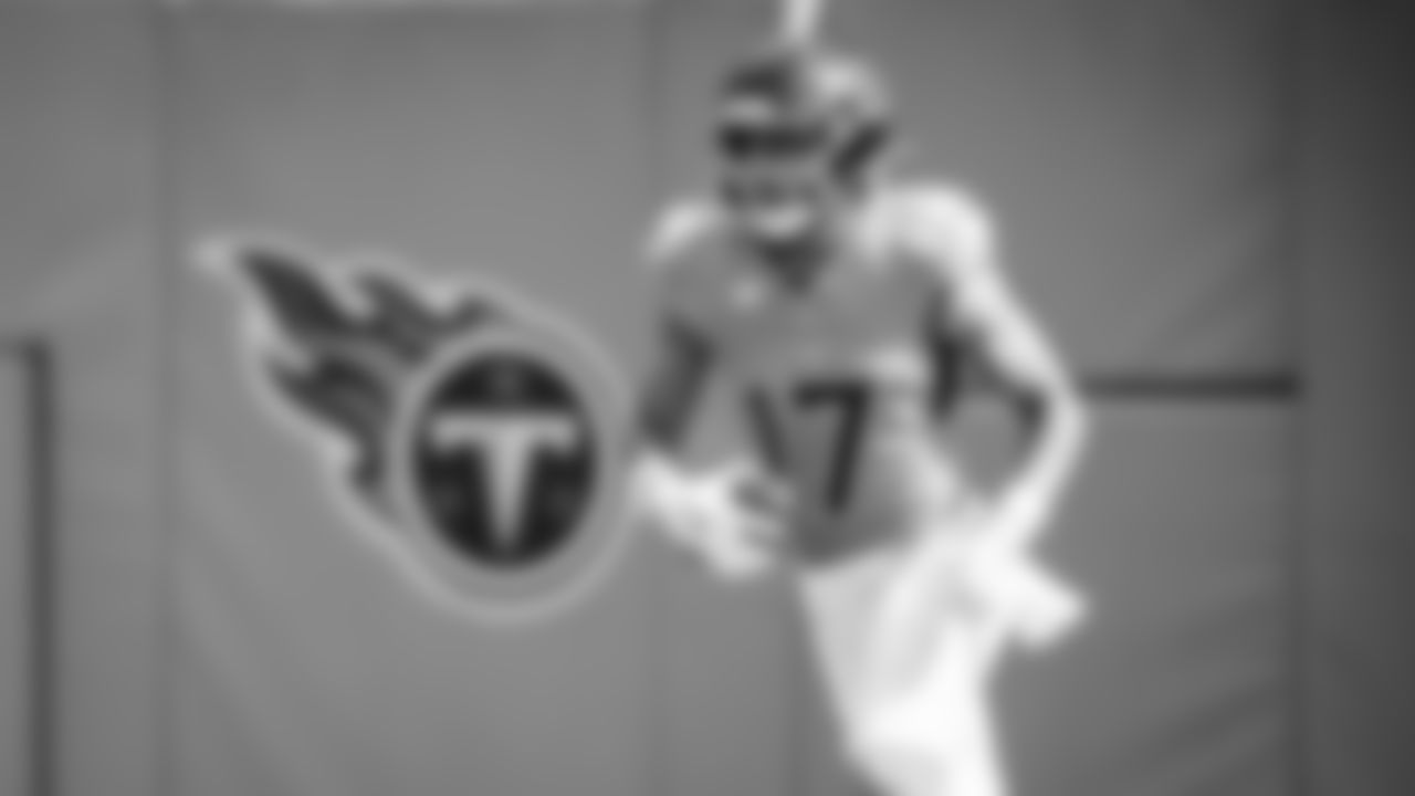 Wide receiver Chimere Dike #17 of the Tennessee Titans during the game between the Tennessee Titans and the New England Patriots at Nissan Stadium on October 19, 2025 in Nashville, TN. Photo By Tennessee Titans