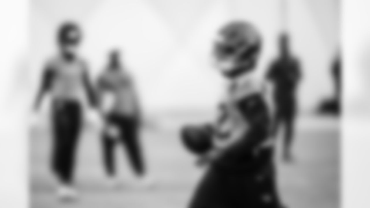 Wide receiver Mason Kinsey #12 of the Tennessee Titans during practice at the Ascension Saint Thomas Sports Park on December 4, 2025 in Nashville, TN. Photo By Donald Page/Tennessee Titans