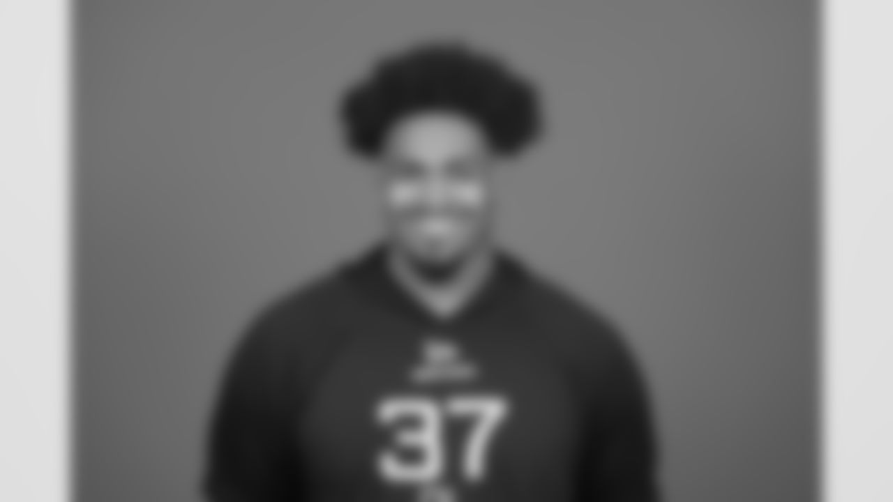 Ohio State offensive lineman Josh Simmons (OL37) poses for a portrait at the NFL football Combine on Thursday, Feb. 27, 2025 in Indianapolis. (AJ Mast/AP Content Services for the NFL)