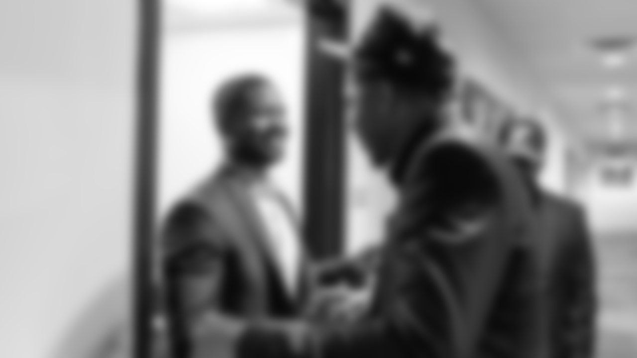 Jihaad Campbell meets with Vice President of Football Operations and Strategy Adam Berry.
