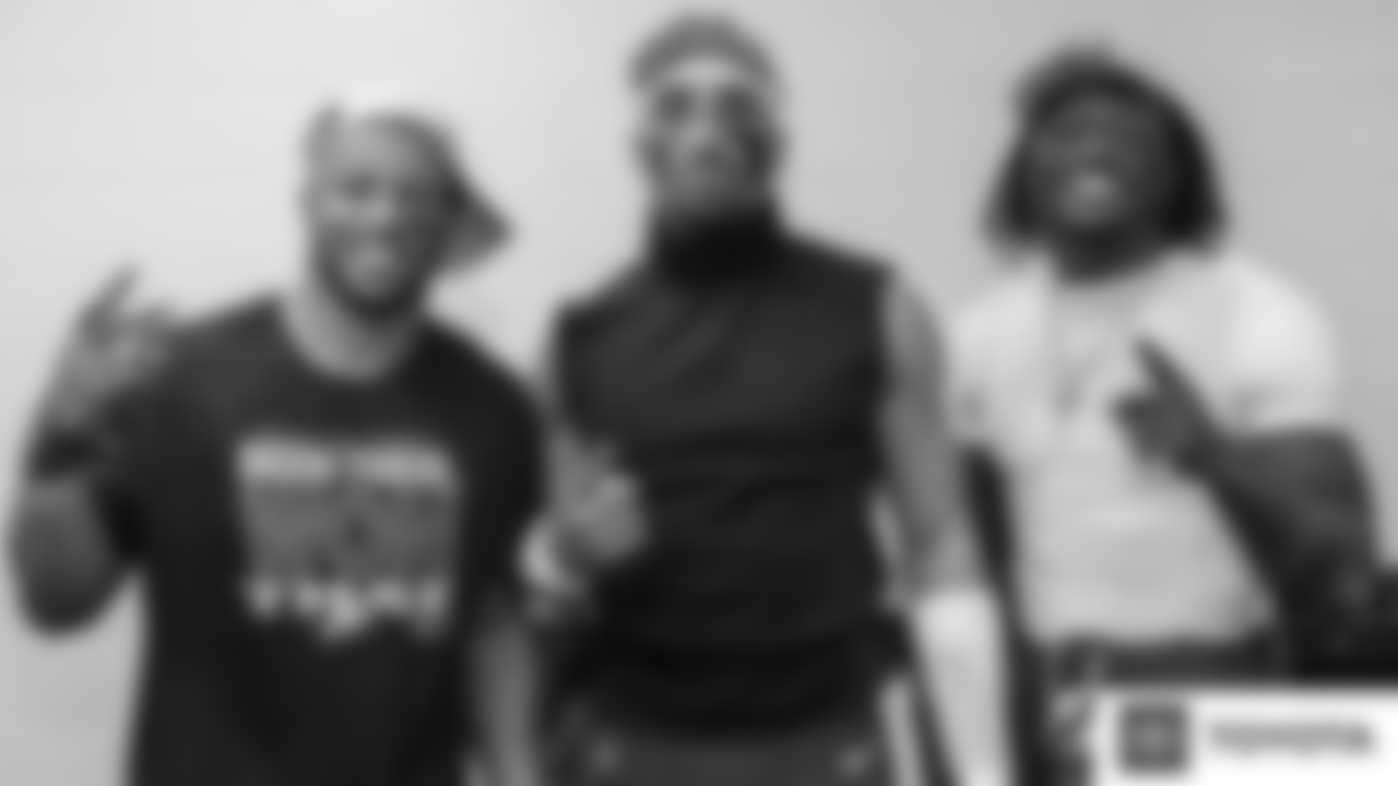 Saquon Barkley, Jalen Hurts, and A.J. Brown