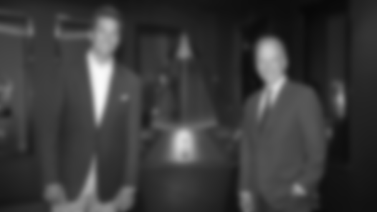 Tom Brady and Jim Gray attend the Press Conference for the Hall of Excellence Opening at Fontainebleau Las Vegas on June 18, 2025 in Las Vegas, Nevada.