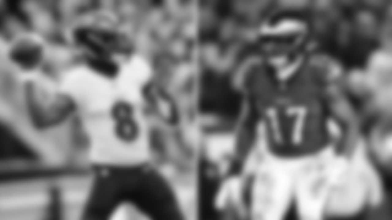 QB Lamar Jackson vs. LB Nakobe Dean
Jackson leads the league in passing yards (3,053) and is tied for first in passing touchdowns (27) as he continues maybe the best season of his career. Philadelphia is No. 6 in scoring defense and has been even better the past few weeks. Dean has been stellar this season and will try to take away the middle of the field for Jackson and draw pressure on blitzes.
