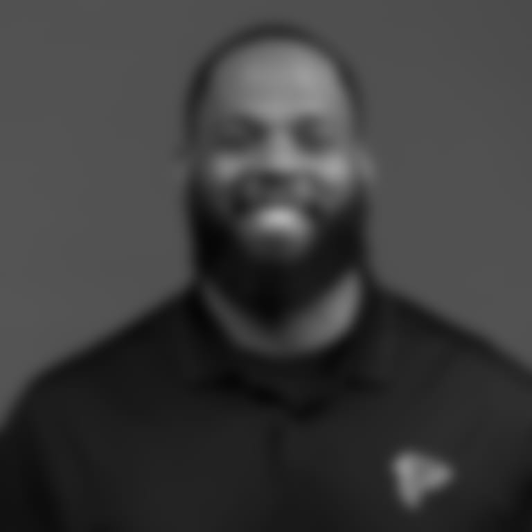 Atlanta Falcons assistant offensive line coach Nick Jones poses for a headshot in Ticketmaster Studios at the Atlanta Falcons headquarters in Flowery Branch, Georgia, on Thursday, February 15, 2024. (Photo by Shanna Lockwood/Atlanta Falcons)