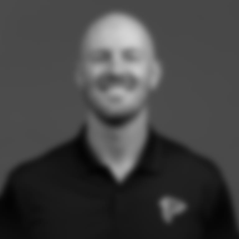 Atlanta Falcons quarterbacks coach T.J. Yates poses for a headshot in Ticketmaster Studios at the Atlanta Falcons headquarters in Flowery Branch, Georgia, on Thursday, February 15, 2024. (Photo by Shanna Lockwood/Atlanta Falcons)