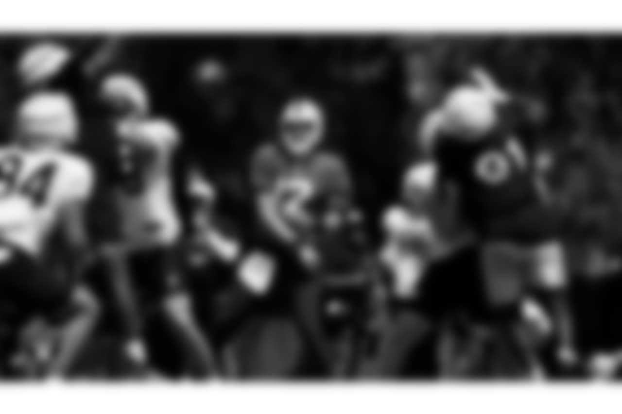 Las Vegas Raiders quarterback Aidan O'Connell (12) on the field for practice at 2024 Training Camp.