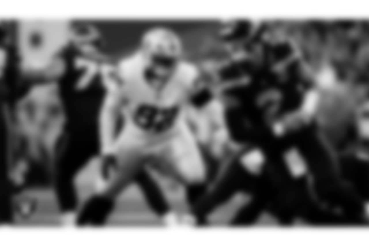 Las Vegas Raiders defensive tackle JJ Pegues (92) during the preseason game against the Seattle Seahawks at Lumen Field.