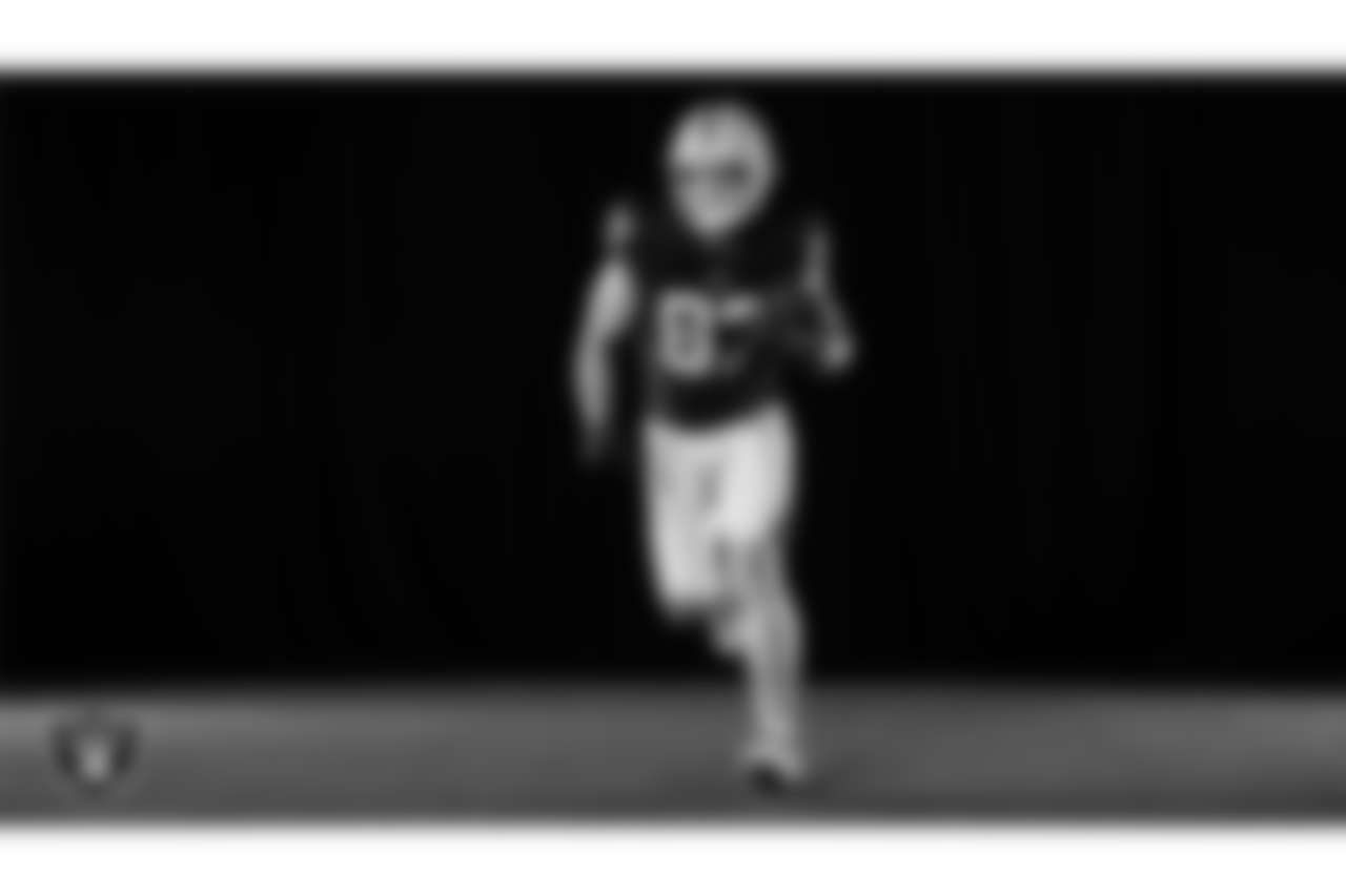 Las Vegas Raiders tight end Michael Mayer (87) poses for a photo at the 2025 Raiders Media Day.