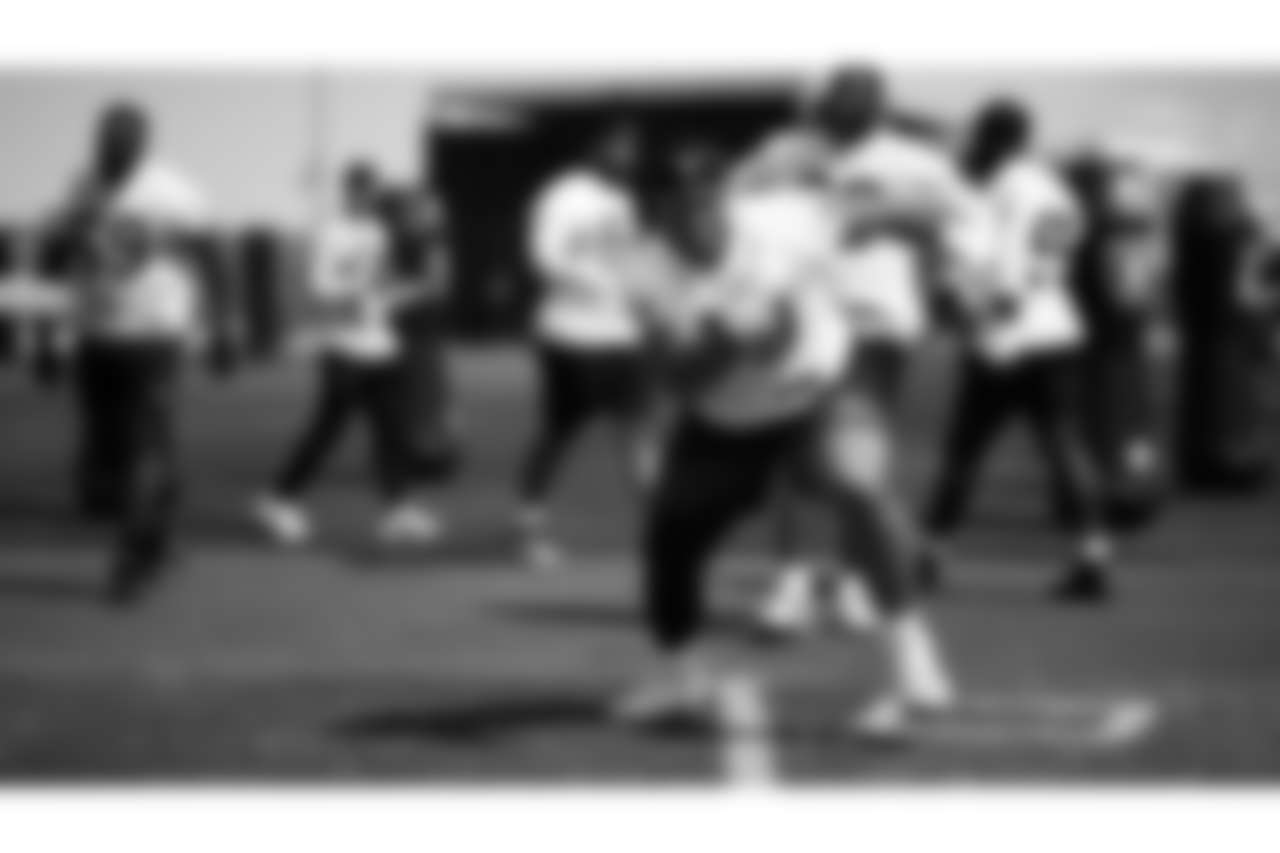Las Vegas Raiders defensive tackle Laki Tasi (79) at a workout during phase two of the offseason program at Intermountain Health Performance Center.