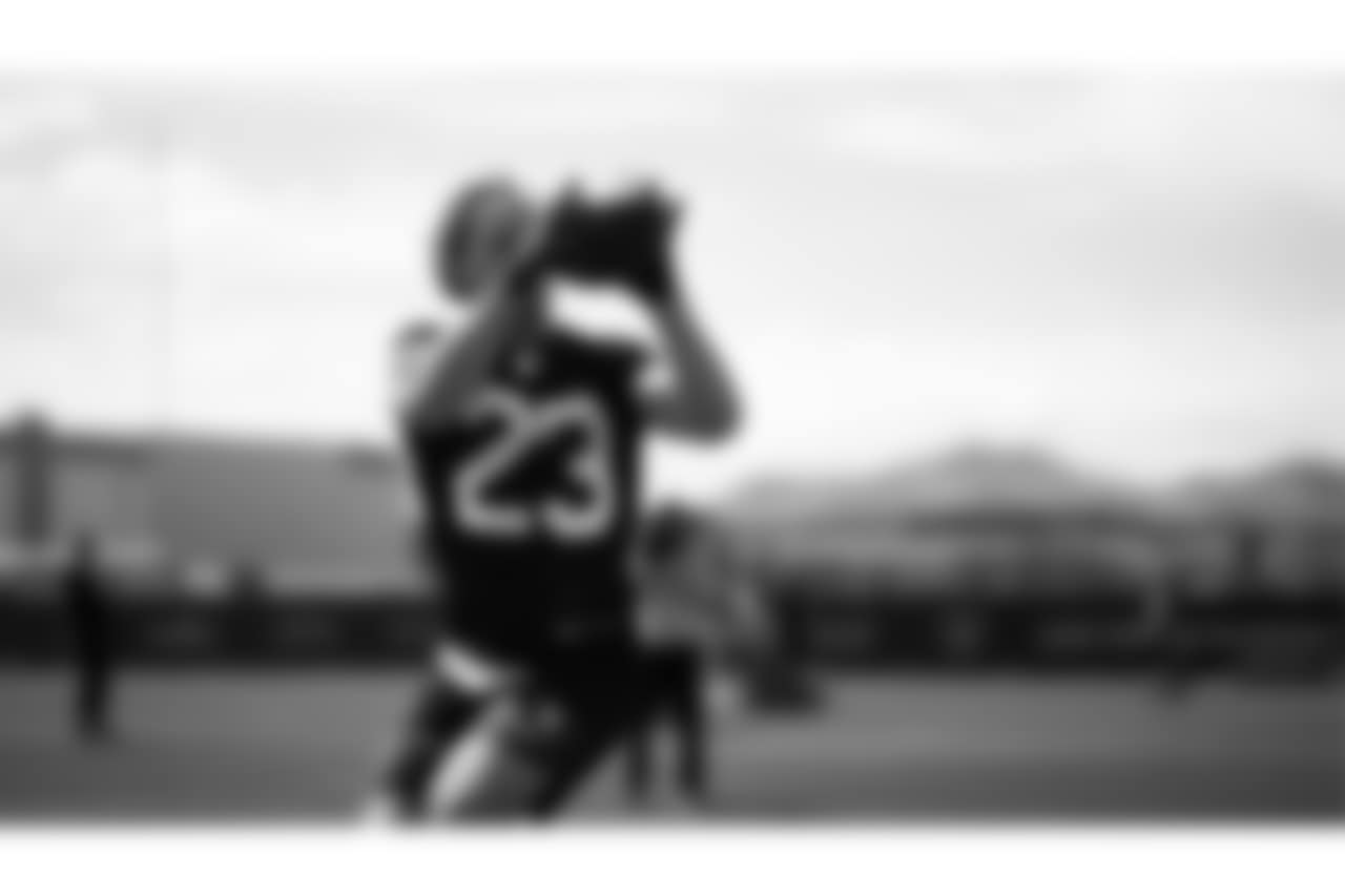 Las Vegas Raiders running back Dylan Laube (23) at a workout during phase two of the offseason program at Intermountain Health Performance Center.