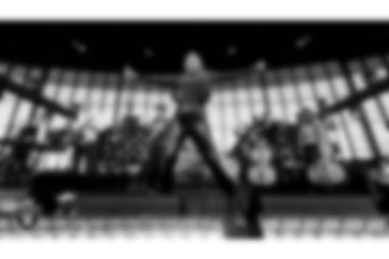 The Raiders House Band performs before the regular season home game against the Carolina Panthers at Allegiant Stadium.