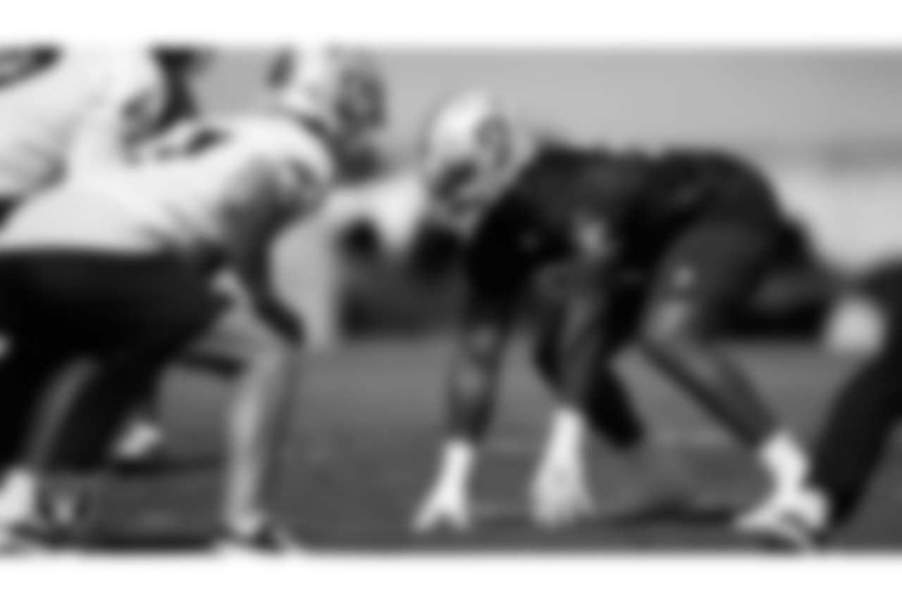 Las Vegas Raiders defensive tackle Matthew Butler (91) during practice at Intermountain Health Performance Center.