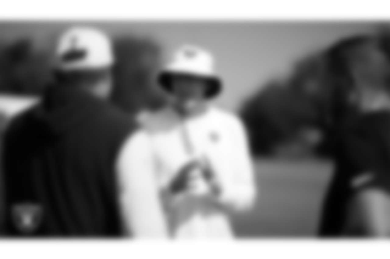 Las Vegas Raiders senior offensive assistant Joe Philbin on the field for practice at 2024 season Training Camp.