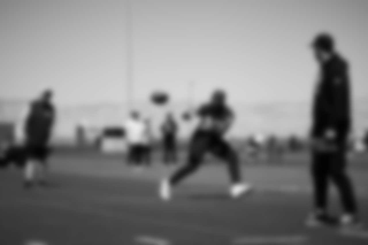 Las Vegas Raiders tight end Ian Thomas (80) at a workout during phase two of the offseason program at Intermountain Health Performance Center.