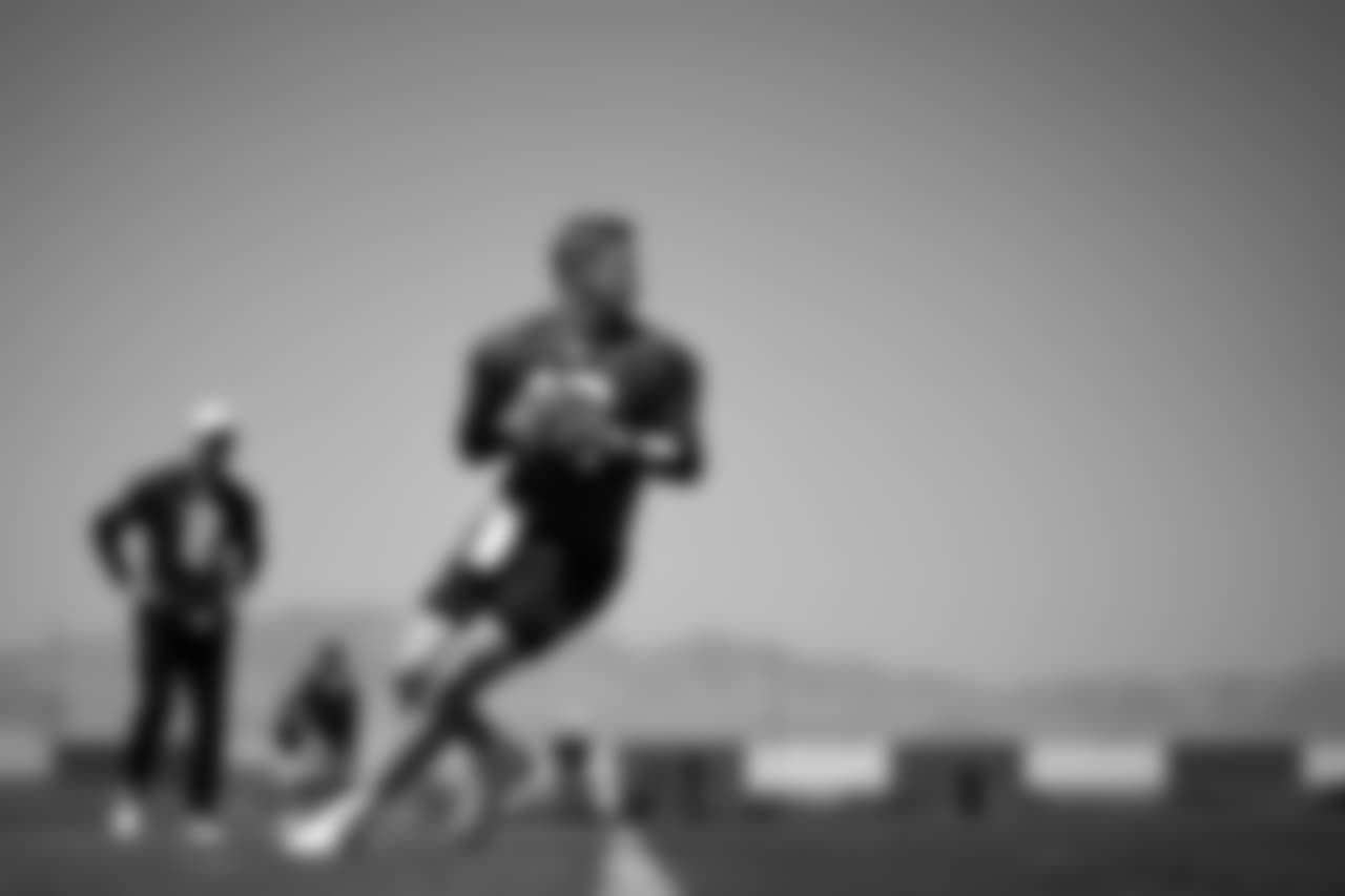 Las Vegas Raiders quarterback Jacob Clark (16) at a workout during phase two of the offseason program at Intermountain Health Performance Center.
