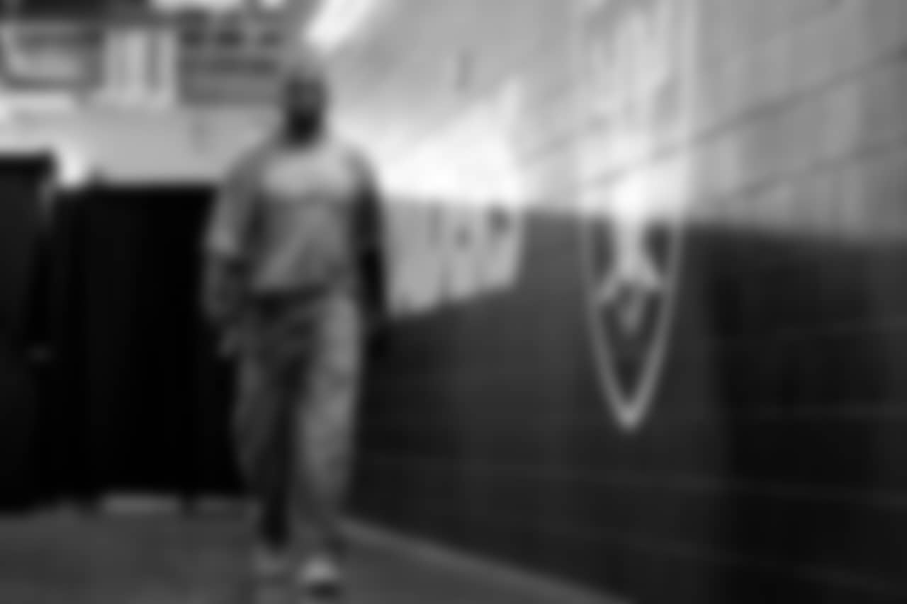 Las Vegas Raiders wide receiver Dareke Young (81) arrives before the regular season game against the Kansas City Chiefs at Allegiant Stadium.