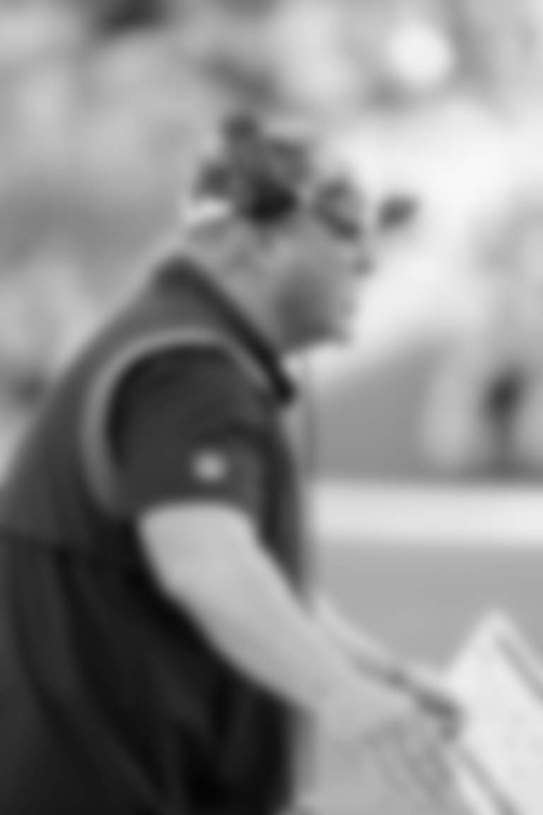 New York Jets special teams coordinator Brant Boyer gestures on the sidelines during an NFL football game against the Miami Dolphins, Sunday, Jan. 8, 2023, in Miami Gardens, Fla. (AP Photo/Doug Murray)