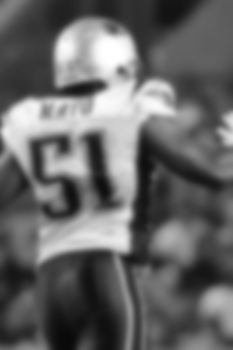 Jerod Mayo (51) and Brandon Spikes (55).