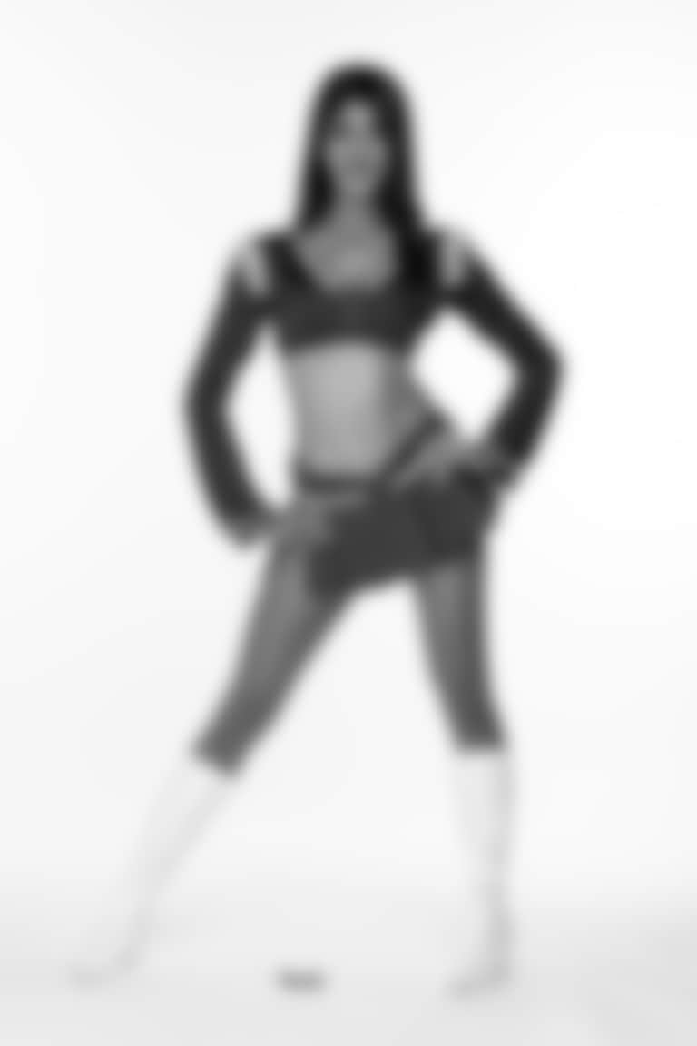 Karina G. of the Los Angeles Rams Cheer Team, Saturday, June 7, 2025, in Woodland Hills, CA.