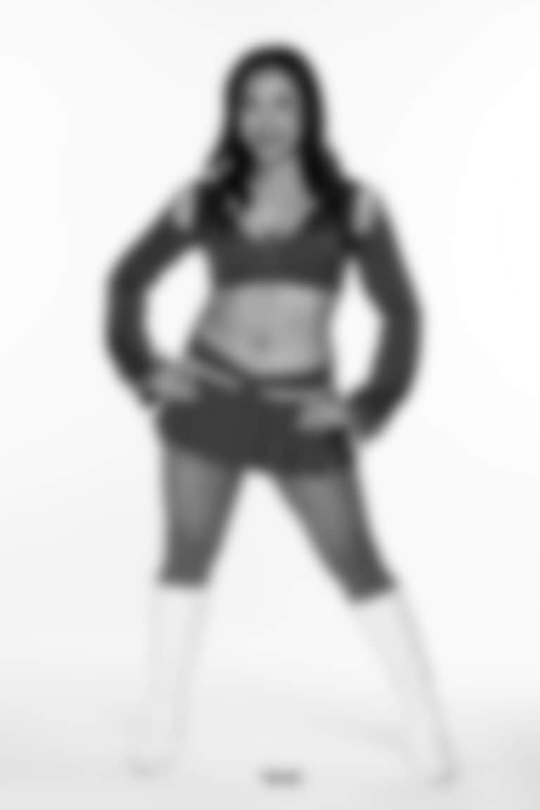 Michelle T.. of the Los Angeles Rams Cheer Team, Saturday, June 7, 2025, in Woodland Hills, CA.