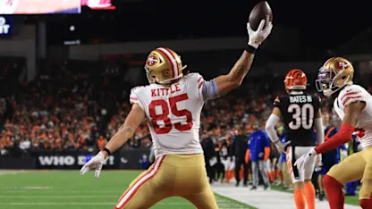 image: George Kittle's Shoes, Gloves Arrive in Canton