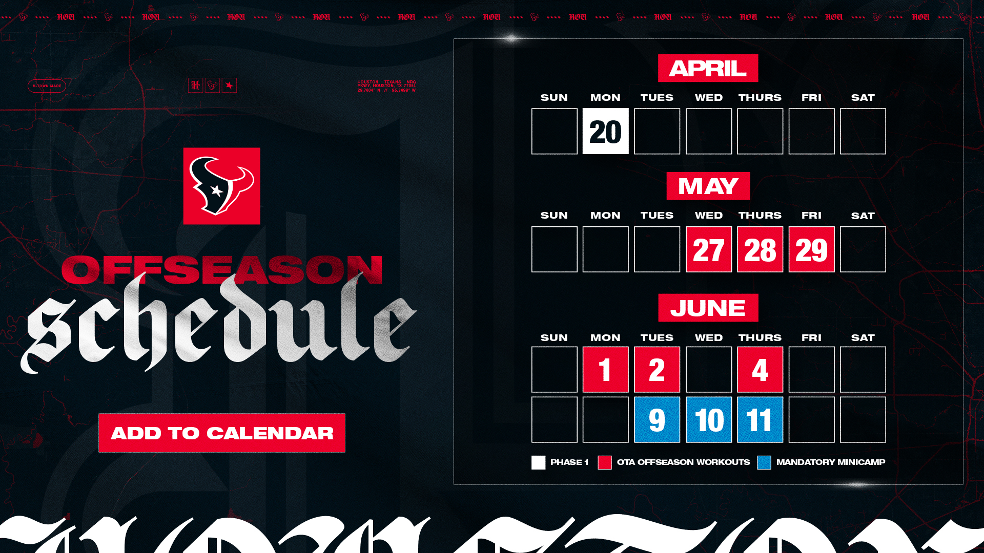 Houston Texans 2026 Offseason Schedule
