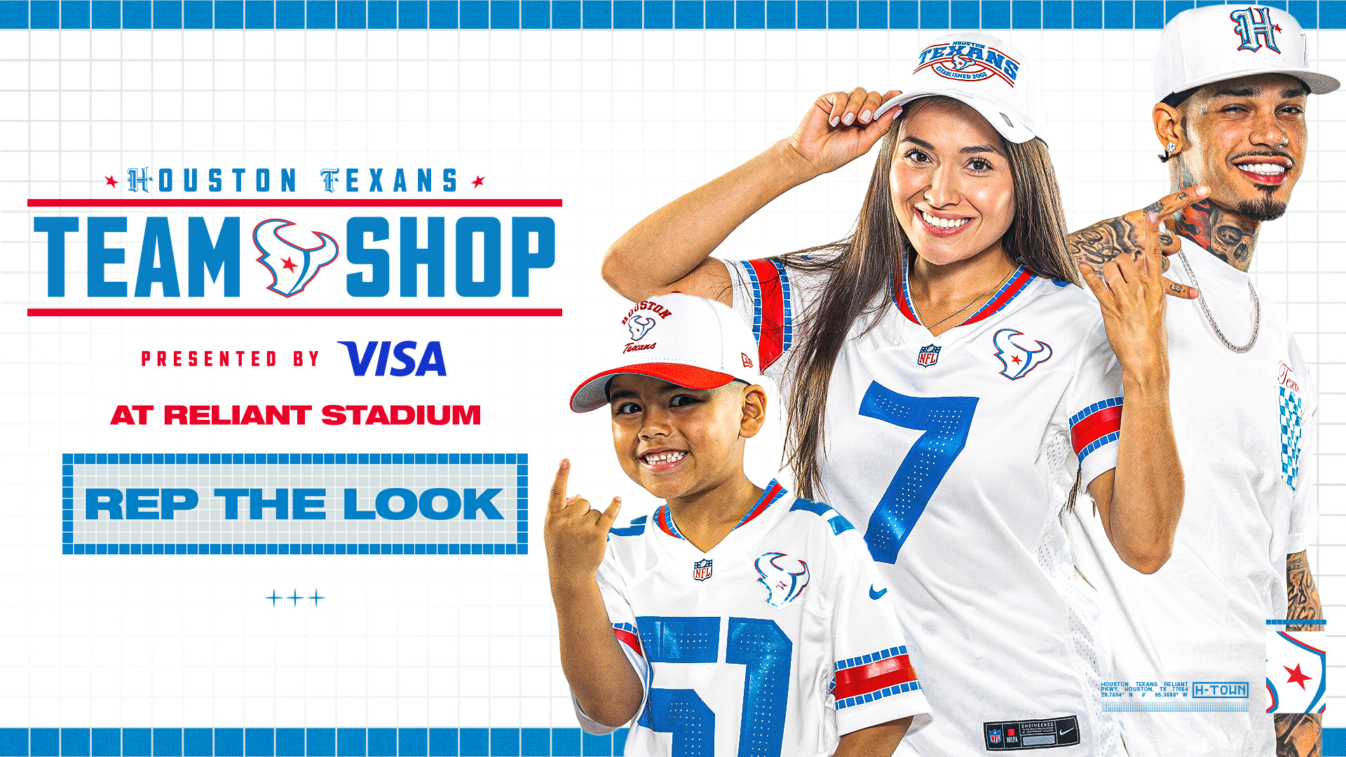 Houston Texans Team Shop presented by Visa at Reliant Stadium. Rep the look.